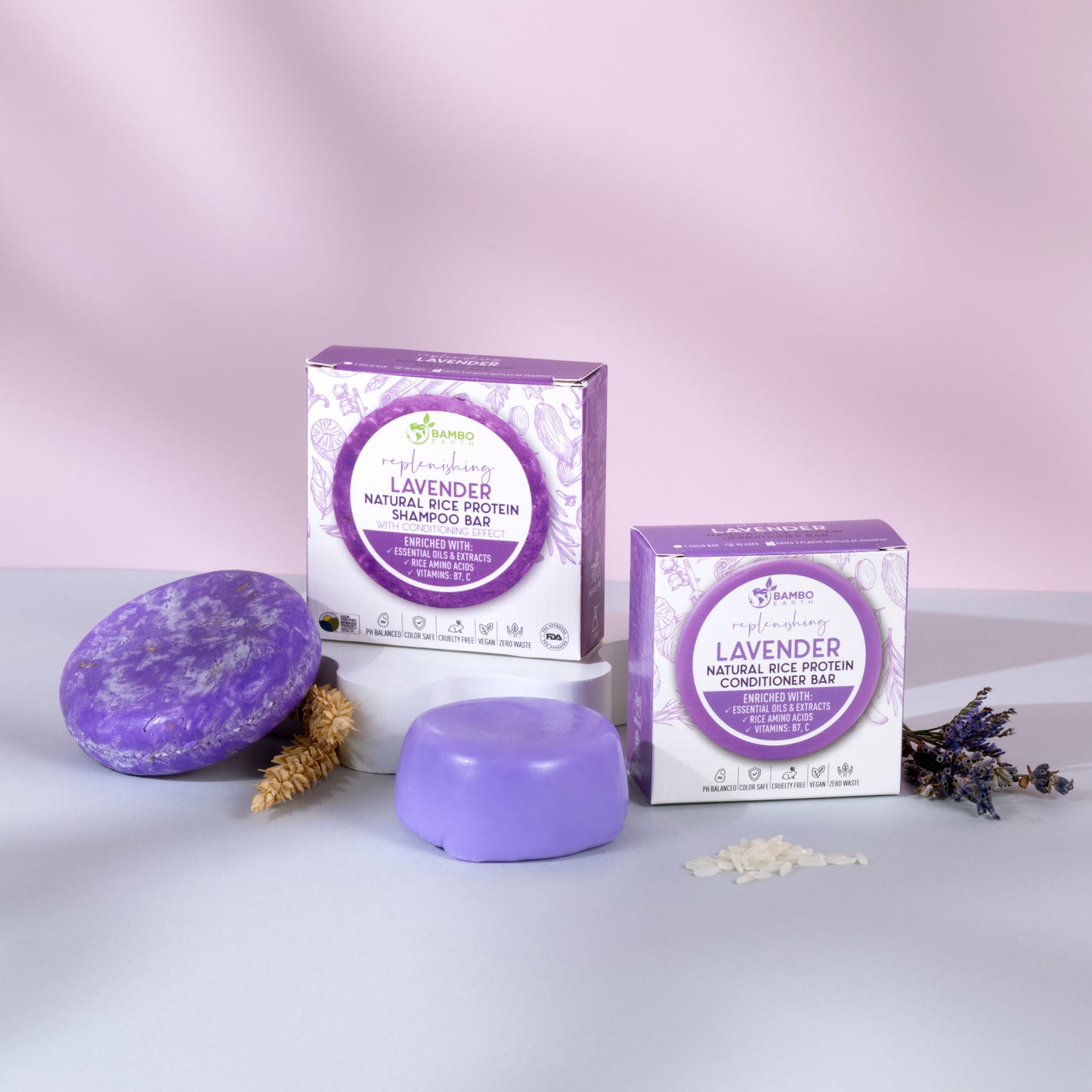 Calm and Replenish Bundle - Lavender + Lavender Shampoo & Condiitoner Bar