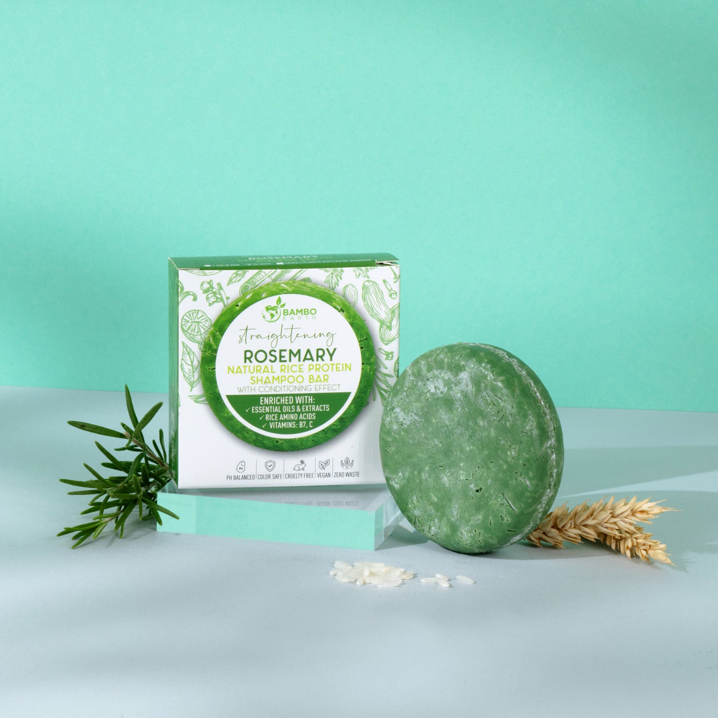 Natural Rice Protein Shampoo Bar With Conditioning Effect (Rosemary)